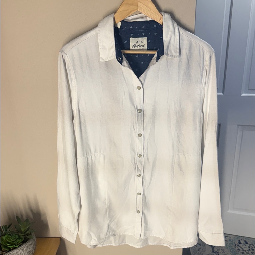 Jachs Girlfriend snap button white plaid shirt with pockets